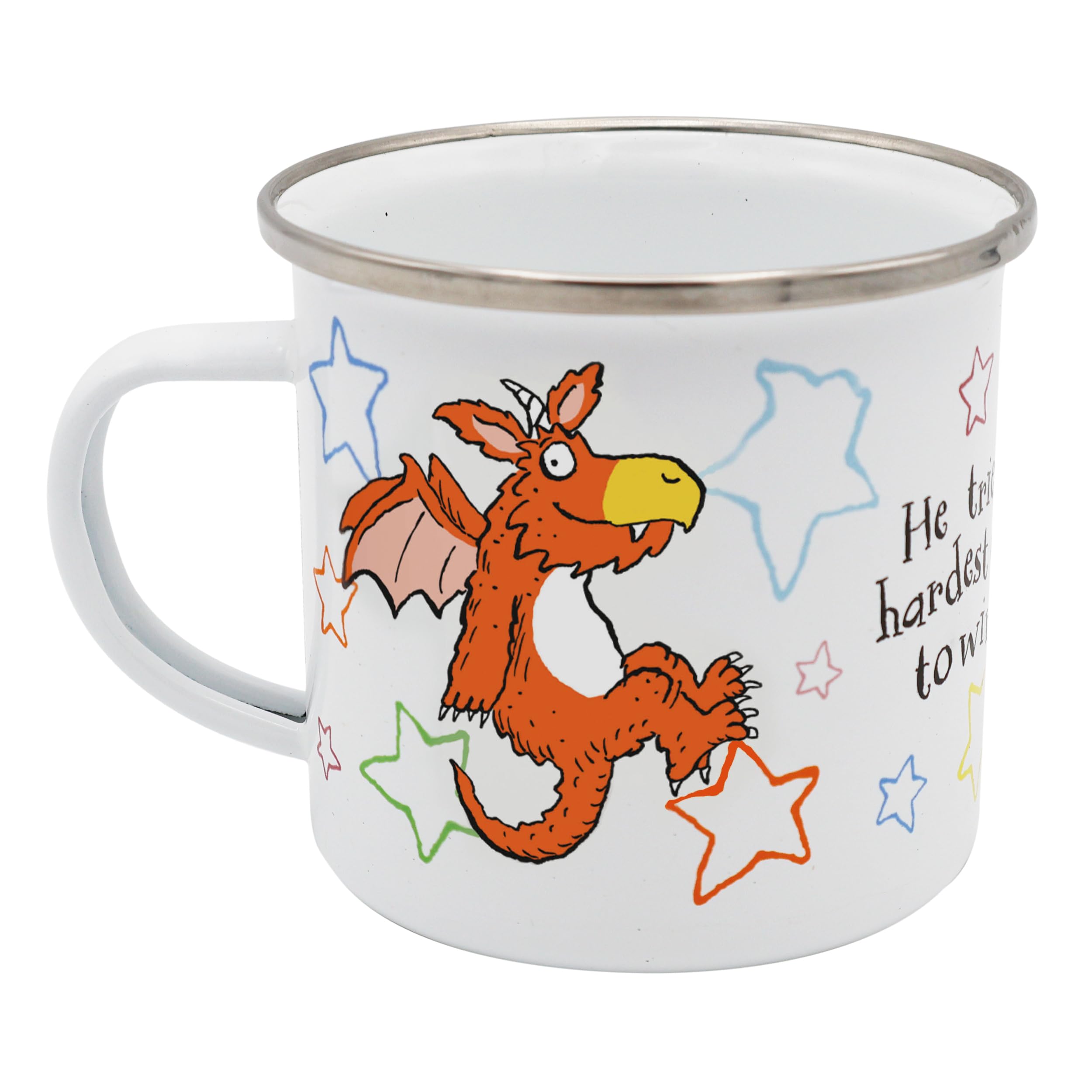 Robert Frederick Zog Enamel Mug | Colourful Julia Donaldson Design | Durable 320ml Camping Mug | Dishwasher Safe Gift for Fans of Zog & Julia Donaldson
