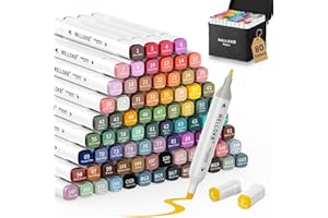 WELLOKB Alcohol Markers, 80 Colors Dual Tip Art Colored Markers for Adult Coloring Book, Painting, Drawing, Alcohol Based with Carrying Case for Adult Kids