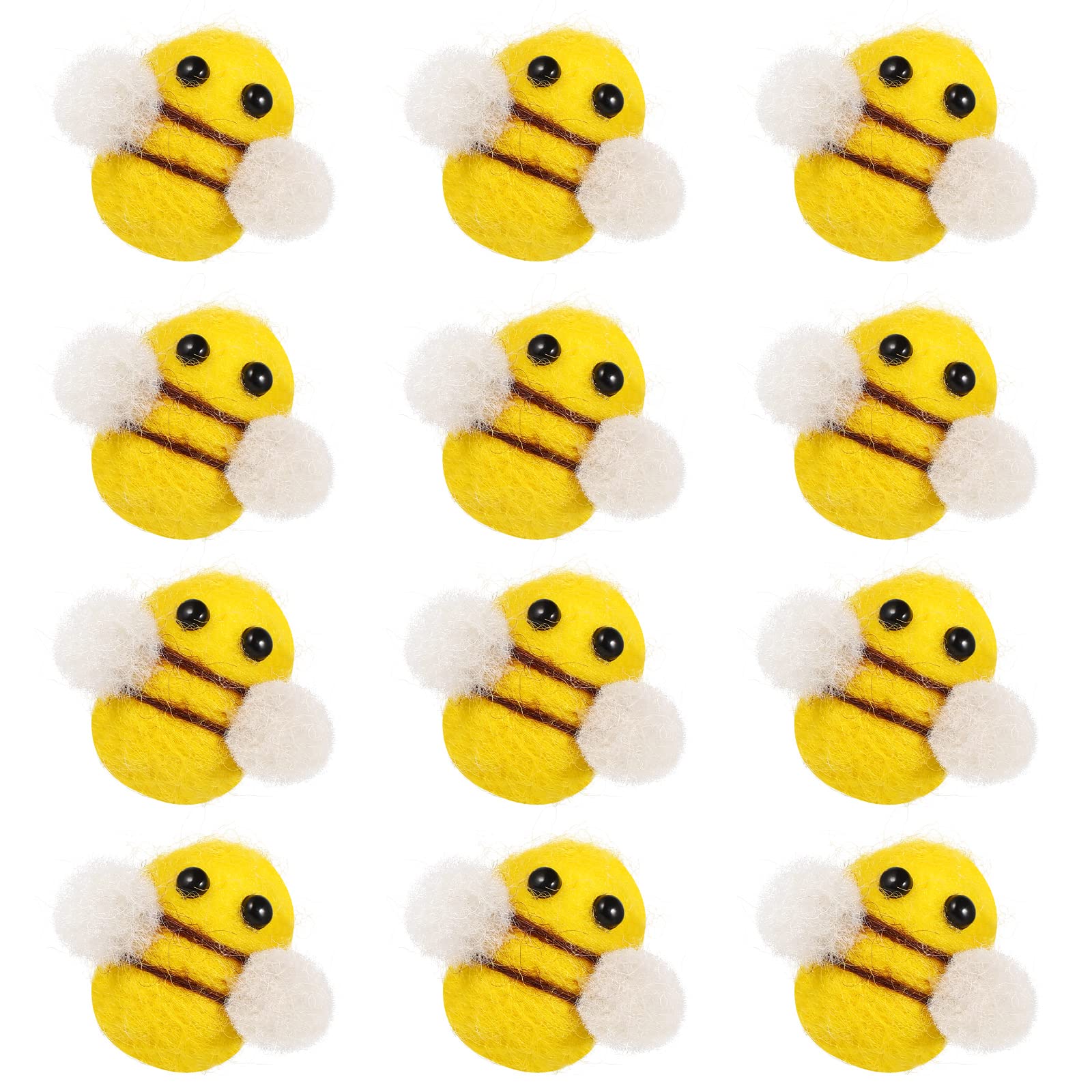 Healifty 12PCS Wool Felt Bumble Bee Craft Balls Craft DIY Supplies for Baby Shower Gender Reveal Party Nursery Tent Decoration