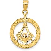 14k Yellow Gold Masonic Pendant for Men with Square and Compass G Symbol, Polished Freemason Medallion, Solid Gold Masonic Necklace, Fraternity Charm, Symbol of Freemasonry Brotherhood Jewelry