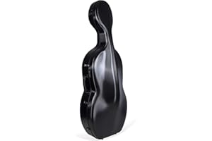 Crossrock Carbon Fiber Cello Case 4/4 Size with Wheels | Black Finish, Velvet Interior, Lock – Pressure-Resistant Composite Hard Shell- CRF4000CEFBK
