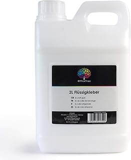 OfficeTree Bastelkleber Transparent Trocknend - 2 Liter Bastel Kleber - Lösungsmittelfreier Flüssigkleber für Kinder geeignet