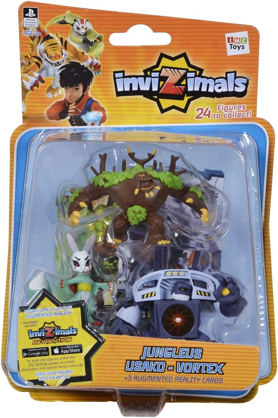 3 Pack Jungleus Usako Vortex InviZimals Revolution Action Figures 6cm Augmented Reality Cards PSVita Playstation Boys Girls Games