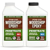 Stone Coat Woodshop Epoxy Penetrate, 1.5 Pint Kit, Low Viscosity | Penetrating Epoxy for Stabilizing Soft or Rotted Wood Fibers, Superior Seal Coat for River Tables, Live Edge Slabs