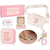 Funny Pack for Grandkids Teen Girls Gift, Birthday Gifts for 4 5 6 7 8 9 10 11 12 13 Year Old Girls, Initial Fanny Pack, Teen Girl Gift Trendy Stuff Crossbody Bag Set for Teens, Back To School, D