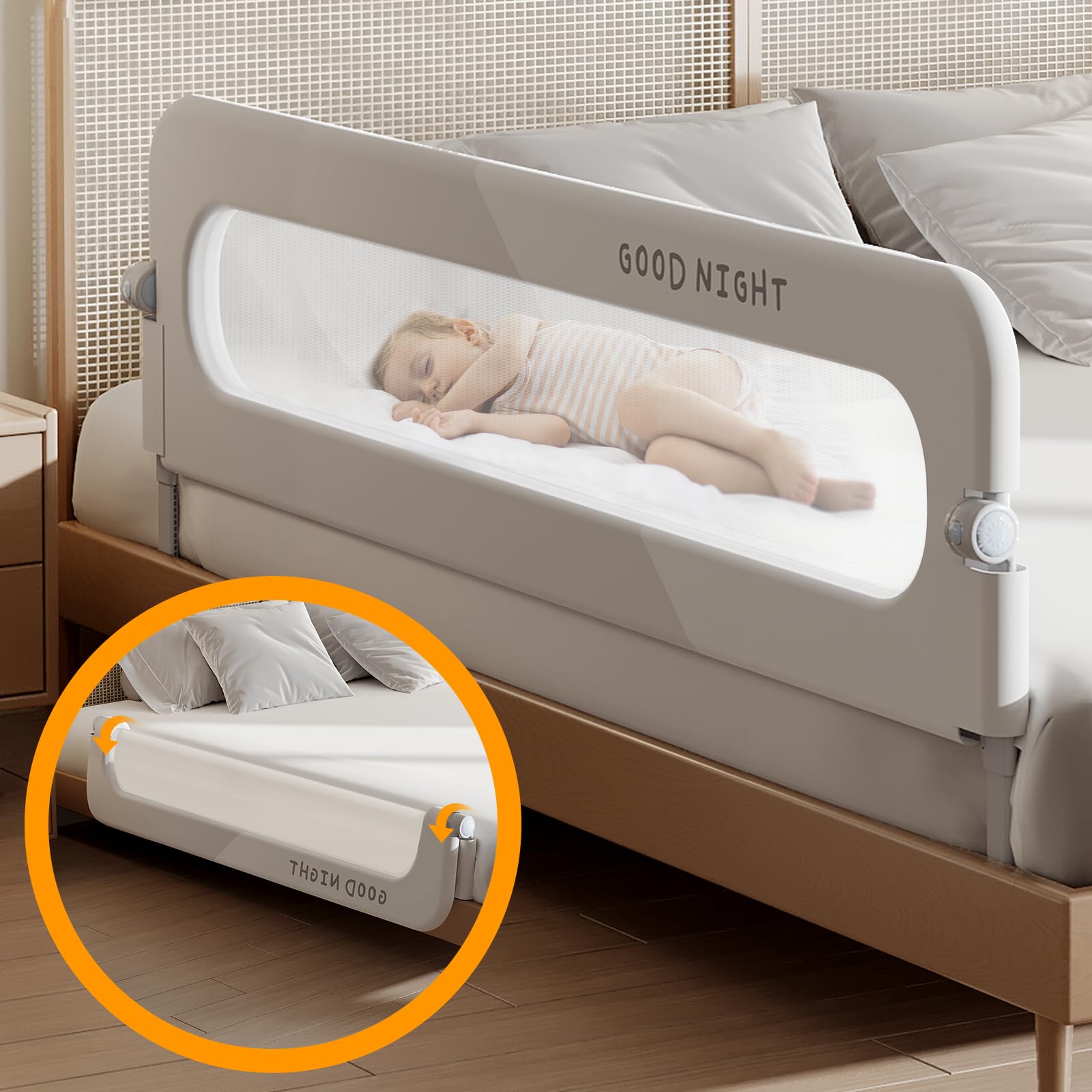 Photo 1 of strenkitech Foldable Toddler Bed Rails - Kids Guard Bumper for Crib Safe Bed Side Rail for Twin Queen King Full Size Beds?48inch?