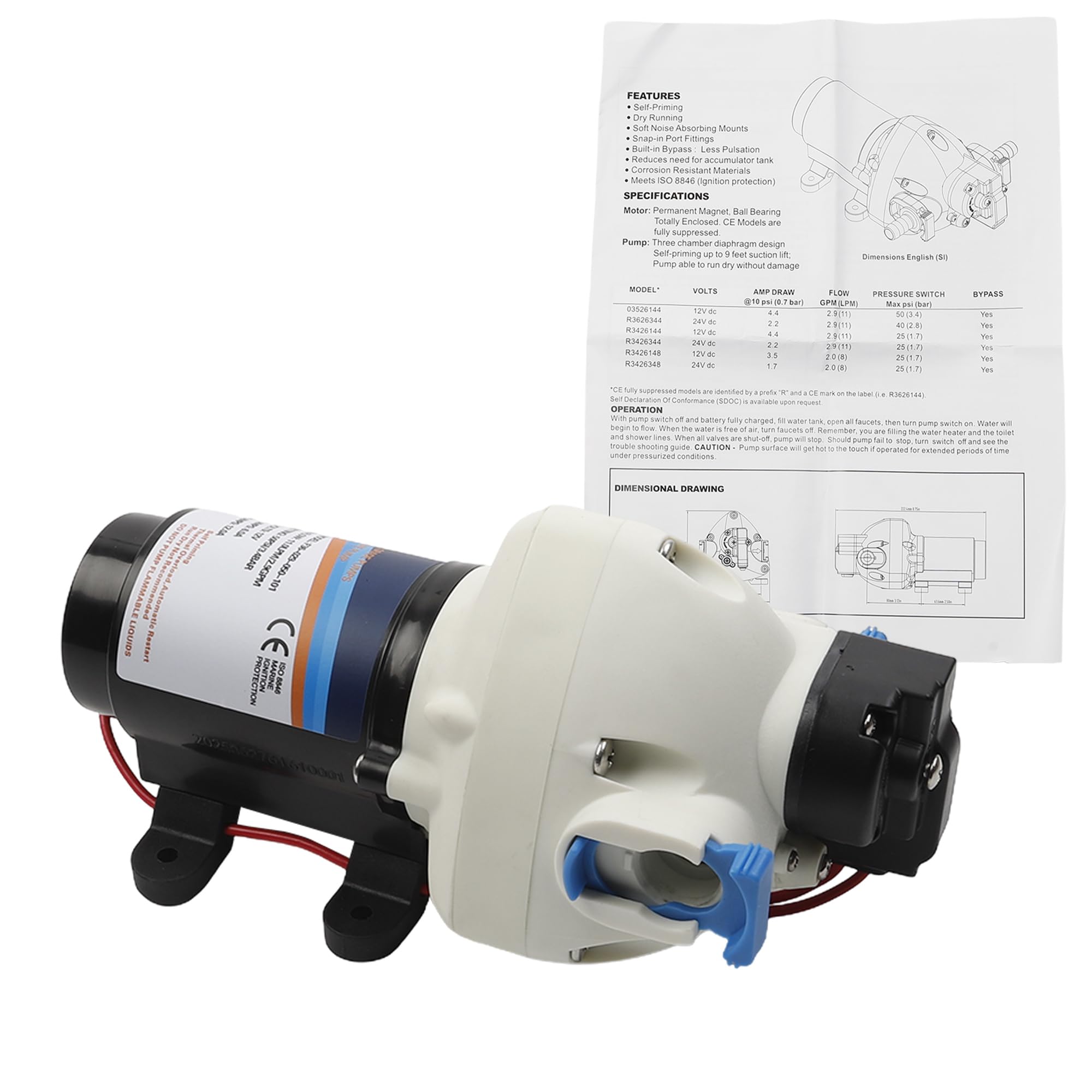 Photo 1 of Dasbecan RV Water Pump Water System Compatible with RVs Boat Yacht Caravan Replaces # R3526144D R3526144 A 03526144A 3.0 GPM 50-PSI 12V DC Upgrade