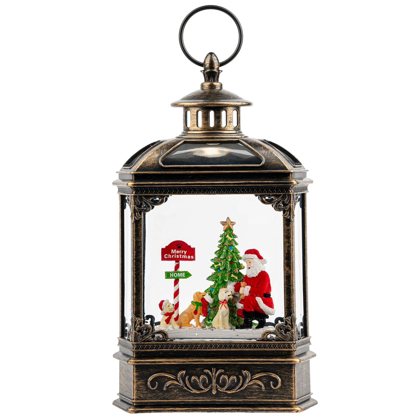 Christmas Snow Globe Lantern Water Glittering Santa
