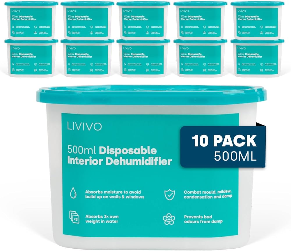 LIVIVO Disposable Dehumidifiers 500ml 10-Pack - Moisture Absorber Home