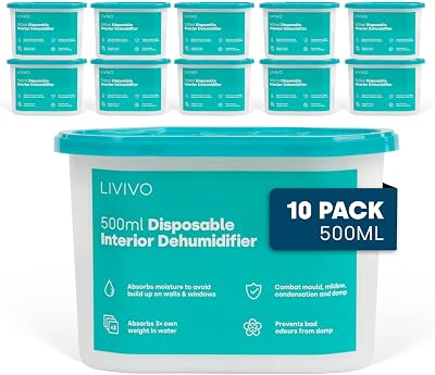 LIVIVO Disposable Dehumidifiers 500ml 10-Pack - Moisture Absorber Home