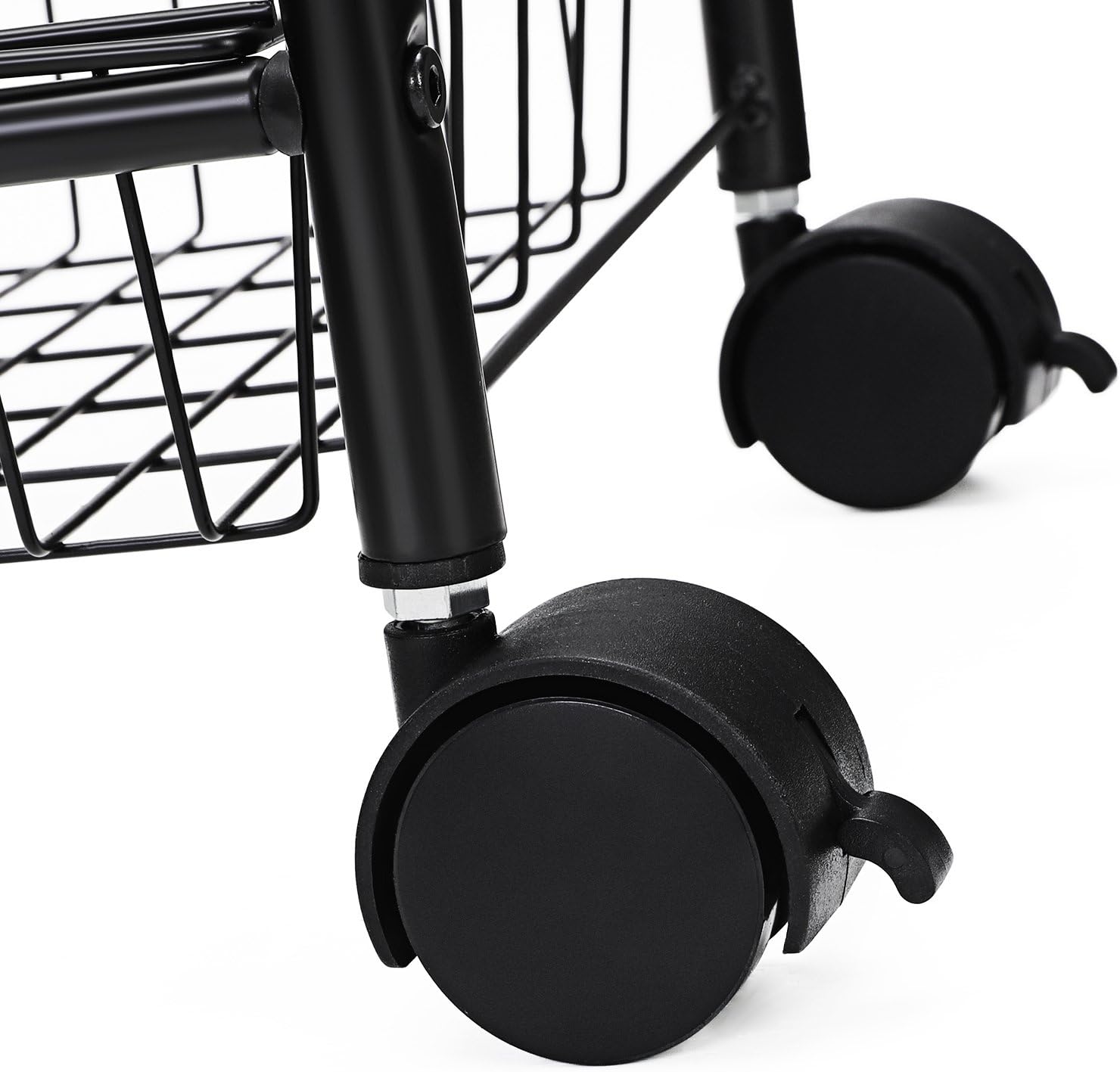SONGMICS 3-Tier Metal Rolling Cart on Wheels with Baskets, Lockable Utility Trolley with Handles for Kitchen Bathroom Closet, Storage with Removable Shelves, Black UBSC03BK: Home & Kitchen