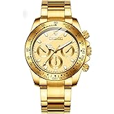 FANMIS Classics Business Analog Watch Big Face Quartz Luminous Waterproof Analog Quartz Stainless Steel Watch Elegant Gift Watch for Men