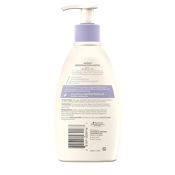 AVEENO STRESS RELIEF MOISTURIZING BODY LOTION WITH LAVENDER, NATURAL OATMEAL AND CHAMOMILE & YLANG-YLANG ESSENTIAL OILS TO CALM & RELAX, 12 FL. OZ