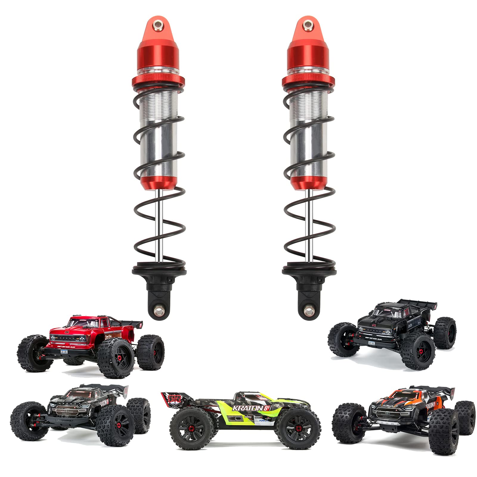 RCAWD ARRMA Kraton 8s Upgrade Parts,180mm Front ARRMA Shock set for Arrma 1-5 8s Kraton 2Pcs(Red)