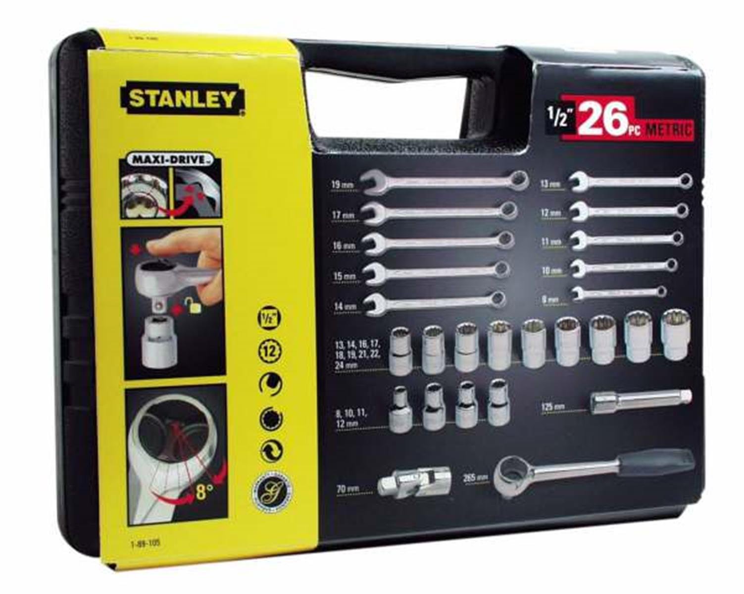 Stanley Socket Spanner Set 1/2 Inch, 1-89-105