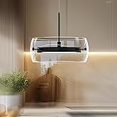 EANLOLY Pendant Lights Kitchen Island Dual-Sided LED Lighting, Adjustable Hanging Length, Glass Shade, Dimmable, Modern Ceili