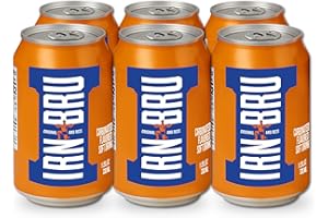 IRN-BRU Original Scottish Sparkling Soda, Citrus Flavored Carbonated Drink - Sparkling Flavored Soft Drink, 32 Flavor Recipe, 11.1 fl oz Cans, Pack of 6
