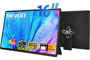 BKVOO Portable Monitor Laptop Screen Extender - 16" 1200P FHD Travel External Display USB-C HDMI Port Detachable Kickstand Gaming Monitor Compatible with Wins Mac Chrome Dex Phone