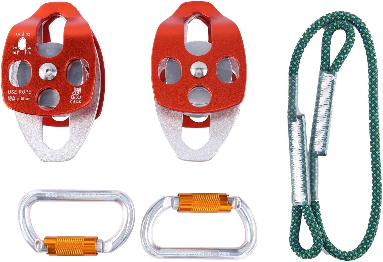 YaeTact Hitch Slack Tending Pulley Kit for Mechanical Advantage Pulley/Hauling/Dragging System Block and Tackle Micro Pulley & Oval Locking Carainber & VT Prusik for Double Rope Climbing System