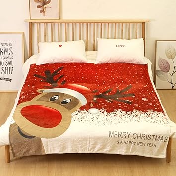 Zolimx Weihnachts Decke Flanell Stoff Sofa Bettdecke Blanket Christmas flauschig Weichem Kuscheldecke