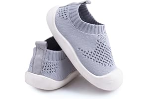 CHARROST Baby First-Walking Shoes 1-4 Years Kid Shoes Trainers Toddler Infant Boys Girls Soft Sole Non Slip Cotton Canvas Mesh Breathable Lightweight TPR Material Slip-on Sneakers Outdoor