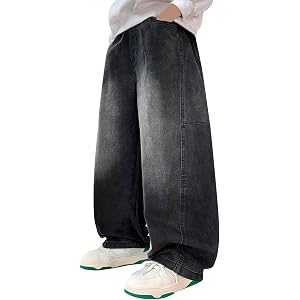 Boys Baggy Wide Leg Jeans Kids Summer Denim Pants Aesthetic Hip Hop Vintage Casual Elastic Straight Bottoms School