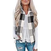 Rapbin Women's Plaid Outerwear Vests Tops Zip Up Collared Sleeveless Jacket with Pockects