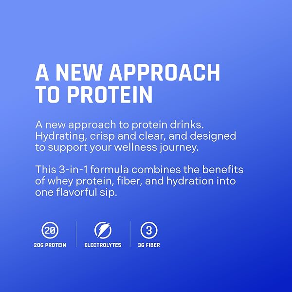 PROPEL CLEAR PROTEIN POWDER, PEACH GINGER, (5 SERVINGS), 20G PROTEIN, ZERO SUGAR, 3G FIBER, 90 CALORIES, NO ADDED COLORS, NO ARTIFICIAL SWEETENERS OR FLAVORS, ELECTROLYTES