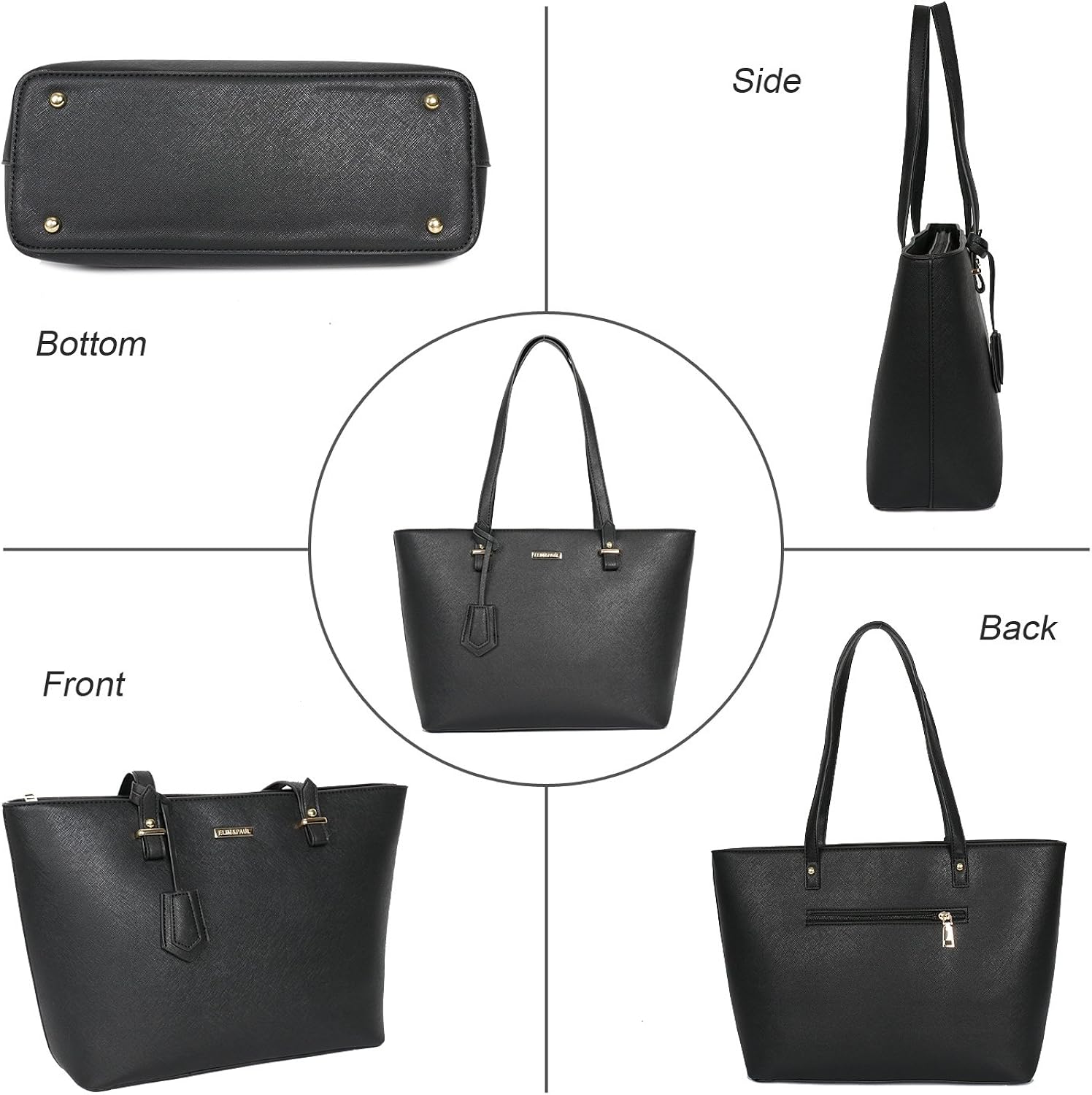 Handbags and Purse for Women Fashion gift Handbags Tote Bag Shoulder Bag Top Handle Satchel Set 4pcs (A Black): Shoes
