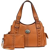LAVAWA Tote Bag for Women Large Western Purse Ladies Top Handle Shoulder Handbags Vintage Embossed Concho Studs