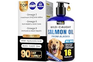 BUDDYCHEER Wild Alaskan Salmon Oil for Dogs & Cats – Fast-Absorbing Fish Oil for Dogs with Krill Oil, Omega 3 6 9 Fish Oil Supplement from 8 Deep Sea Fishs for Skin, Coat, Joints & Heart -16oz (90 Day Supply)