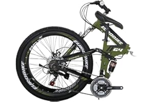 EUROBIKE Mountain Bike, 21 Speed, 26/27.5 Inches, Dual Suspension, Folding, for Men