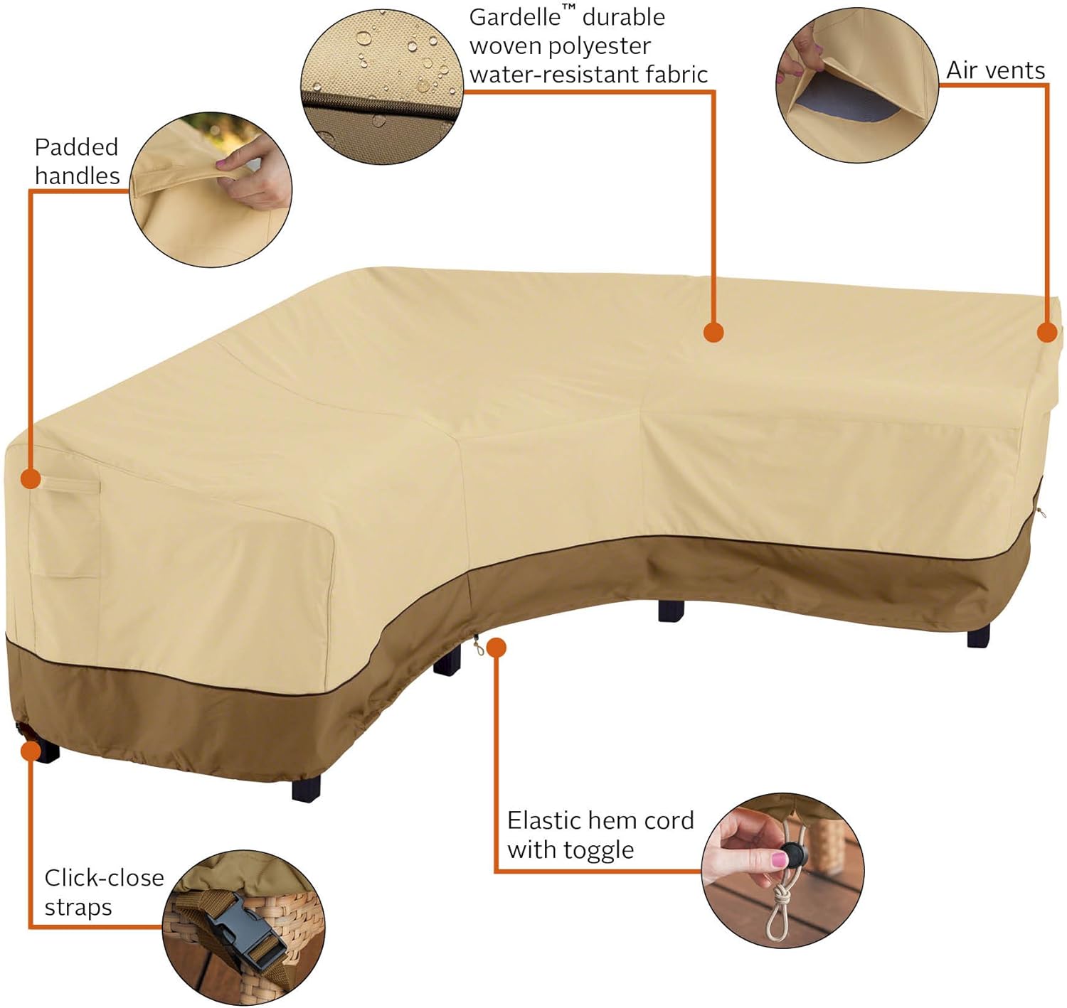 Classic Accessories Veranda Water-Resistant 100 Inch Patio V-Shaped Sectional Lounge Set Cover : Garden & Outdoor