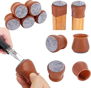24 Pcs Silicone Chair Legs Caps - Furniture Foot Protectors - Free Moving Table Feet Covers - Stool Leg Floor Protectors Prevent Scratches and Noise (Medium, Coffee)