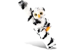 DolliBu White Owl Plush Car Seatbelt Cover - Soft Fluffy Cushion Support for Safety Seat Belt Strap Cover, Decorative Wild Life Stuffed Animal Padded Toy, Cute Vehicle Accessory for Kids & Adults