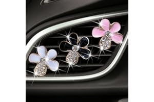 GALYACHT Bling Daisy Air Vent Clips, 3 Pcs Crystal Flower Car Air Fresheners Vents Clips Car Air Conditioning Outlet Clip Rhinestone Cute Car Interior Decoration Car Decor Charm Bling Car Accessories for Women (3 Pcs Bling Daisy)