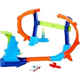 Hot Wheels Stunt Tracks Corkscrew Jump Champion | Track Set &amp; 1:64 Scale Toy Car, Features Loop with Speed Snap Track &amp; Adapters, Compresses for Storage