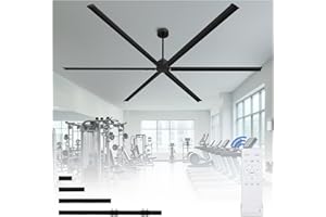 120 Inch HVLS Industrial Ceiling Fan, Extra Large Commercial Ceiling Fan with Aluminum Blades, Reversible DC Motor, Remote Co