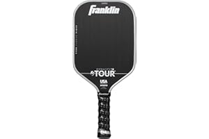 Franklin Sports Pro Pickleball Paddles - FS Tour Series Raw Carbon Fiber T700 - USA Pickleball Approved - Unibody Epoxy Resin Injected Edge - Dynasty + Tempo - 14mm/16mm Core - Gray, Blue + Pink