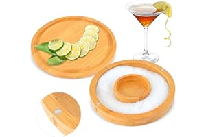 Margarita Salt Rimmer with Lid Margarita Salt Dish Glass Rimming Salts & Sugars Bamboo Cocktail Rimmer Wood Salt Box with Swi