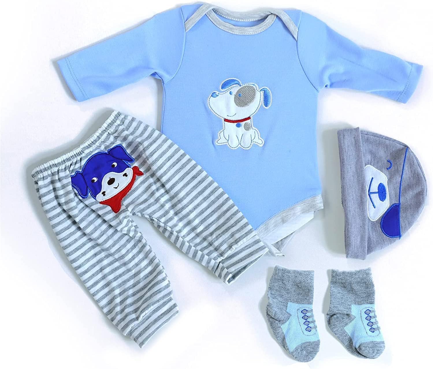 scnbom Reborn Baby Dolls boy Clothes for 17-22 inch newborn babies Girl Outfits Accesories (Isabella 4pcs Set) โ image 1