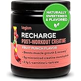 LEGION Recharge Post Workout Supplement - All Natural Muscle Builder & Recovery Drink with Micronized Creatine Monohydrate. Naturally Sweetened & Flavored, Safe & Healthy (Fruit Punch, 30 Serve)