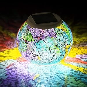 Joyathome Color Changing Solar Powered Glass Ball Garden Lights Solar Table Lights Waterproof Solar Led Night Light for Garden Patio Party Yard Outdoor Indoor Decorations Ideal Gift