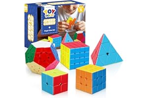 STEAM Life Speed Cube Set, Speed Cube Set of 2x2 3x3 4x4 Megaminx and Pyramid Cube Smoothly Stickerless Magic Cubes Collection for Kids & Adults