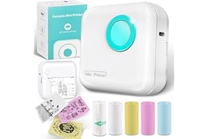 BRONA Note Buddy Mini Portable Printer M3, Print Pod, Bluetooth Smart Pocket Inkless Thermal Printer with 5 Roll Papers for Journal/DIY Scrapbook/Travel/Notes/Lists/Label/Memo (Black)