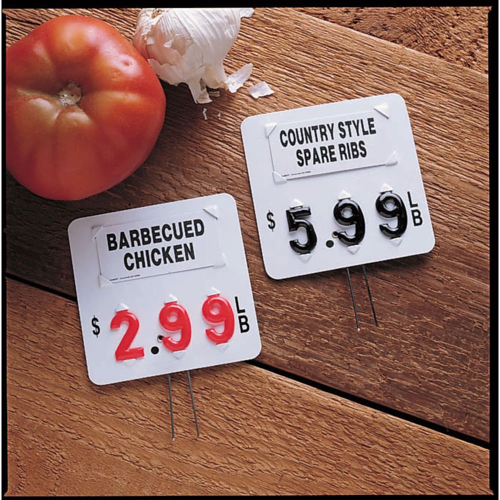 Meat Department Price Tags White Plastic 3Digit with Black