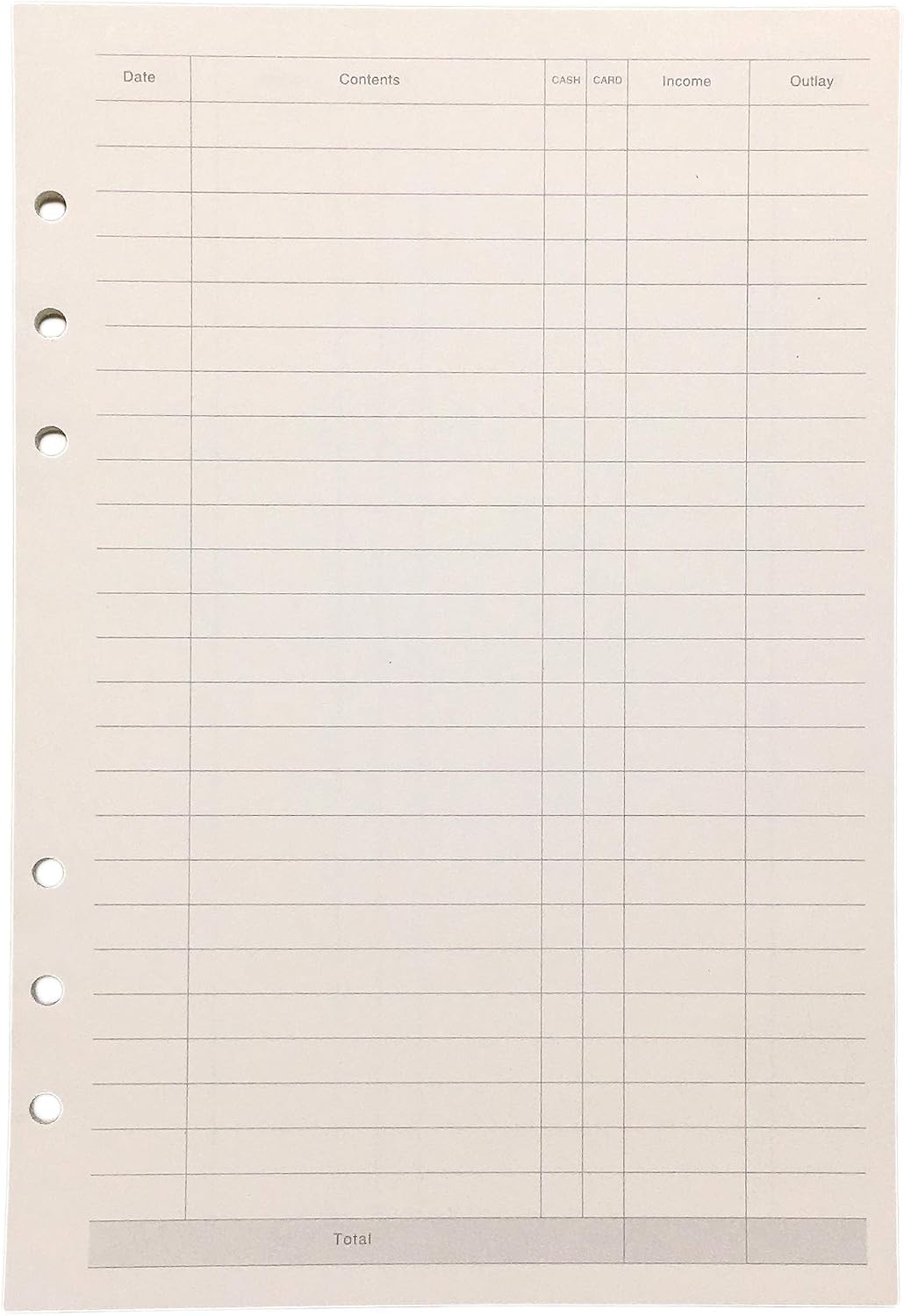Refiller for 21cm Plastic A5 6-Holes Cover Round Ring View Binder File Folder (A5 Finance Refill Paper, 1 Package)