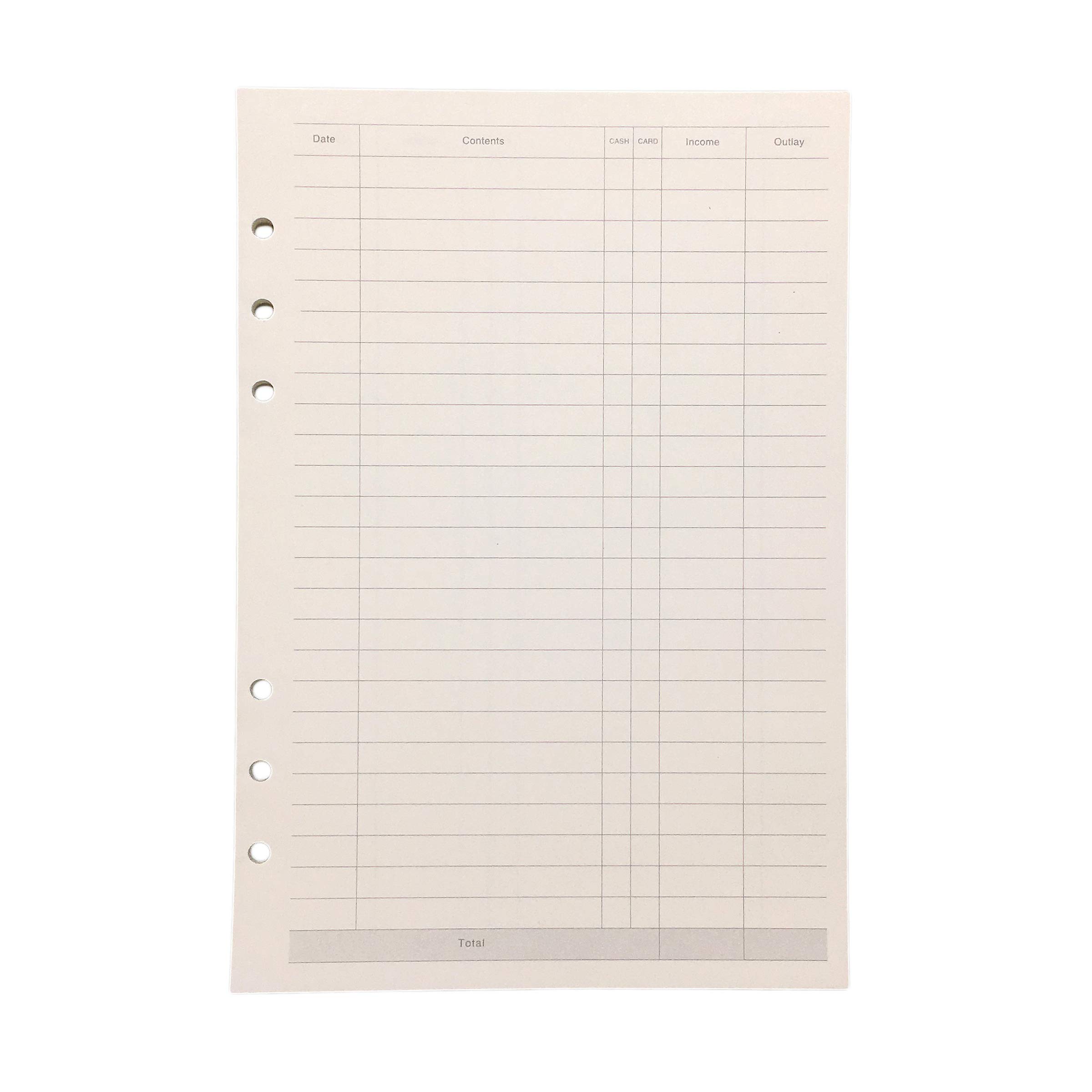 Refiller for 21cm Plastic A5 6-Holes Cover Round Ring View Binder File Folder (A5 Finance Refill Paper, 1 Package)