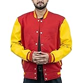 Waabastaa Men's Fashion Varsity Jacket Causal Slim Fit Wool Letterman Baseball Bomber Jackets
