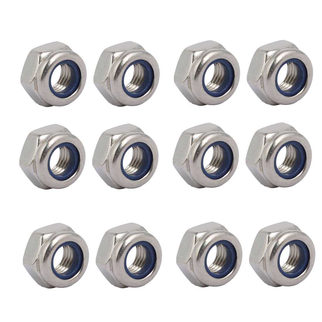 Sourcingmap 12pcs M8 x 1mm Pitch Metric Fine Thread 304 Stainless Steel Hex Lock Nuts